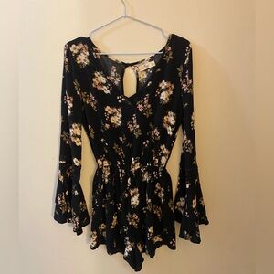 Hollister romper, black with floral pattern, size small